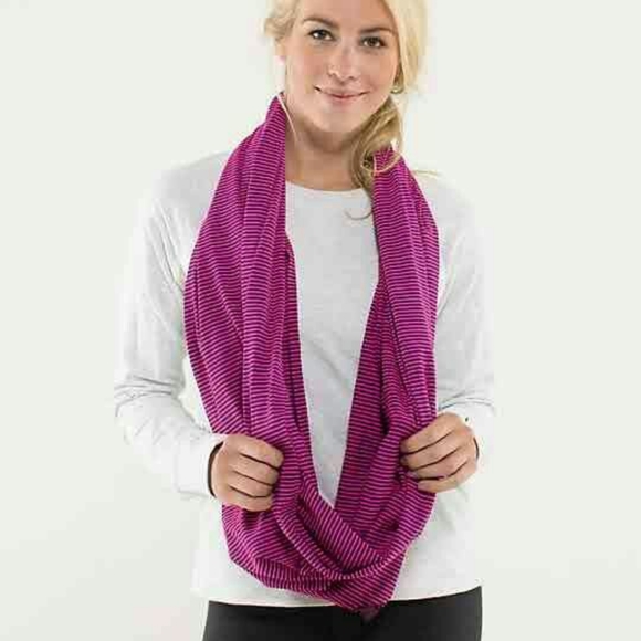 lululemon athletica Accessories - Lululemon Vinyasa Scarf Brushed Rulu Raspberry Stripe Winter Activewear